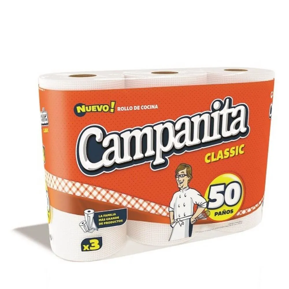Rollo Cocina Campanita 3 X 50 Paños